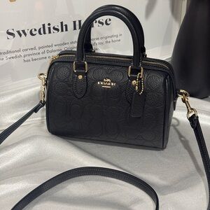 Coach Mini Rowan Crossbody Bag In Signature Leather CCF28 pebbled leather/Black